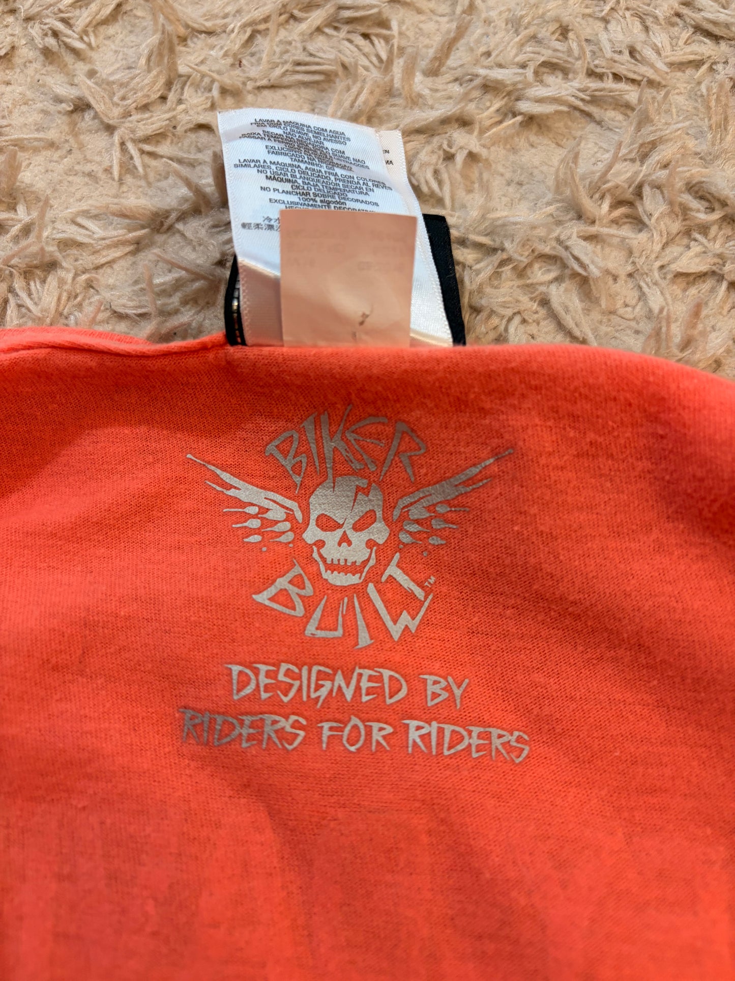 T-shirt Manches Longues Harley-Davidson Glendale California Love Ride Orange Corail Flammes Rétro Passes-Pouces 100% Coton – Femme – Taille XL