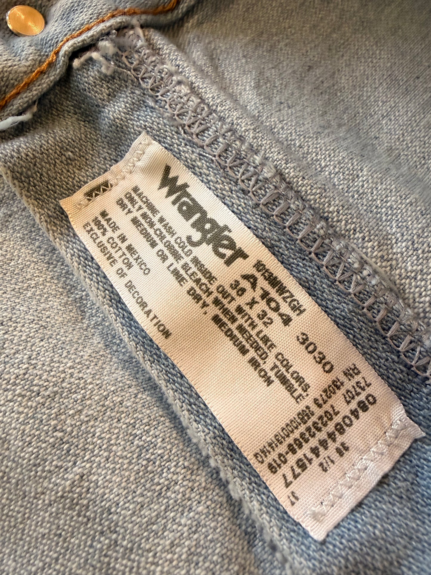 Jean Wrangler Cowboy Cut Droit Bleu Clair Délavé 100% Coton – Homme – Taille W36/L32