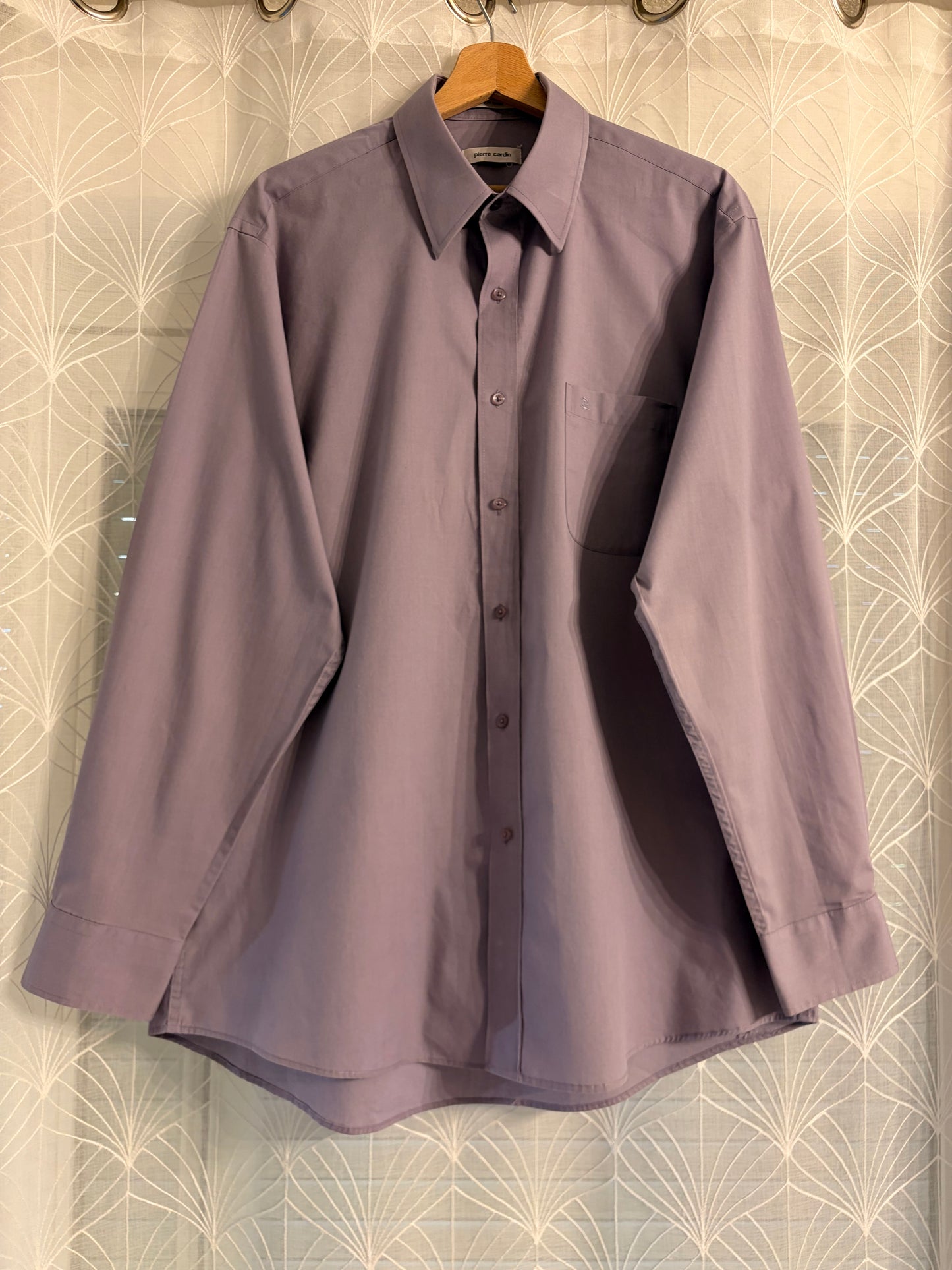Chemise Pierre Cardin Unie Parme/Vieux Rose Manches Longues – Homme – Taille L