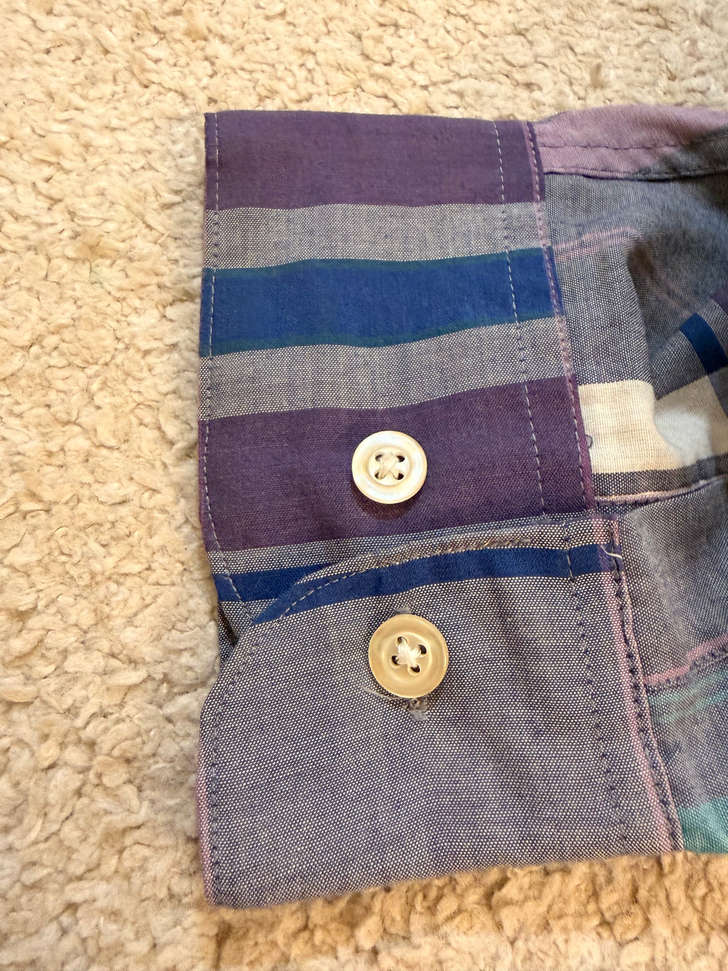 Chemise Pierre Cardin Tartan Gris Violet Bleu Canard – Taille XXL | Seconde Main
