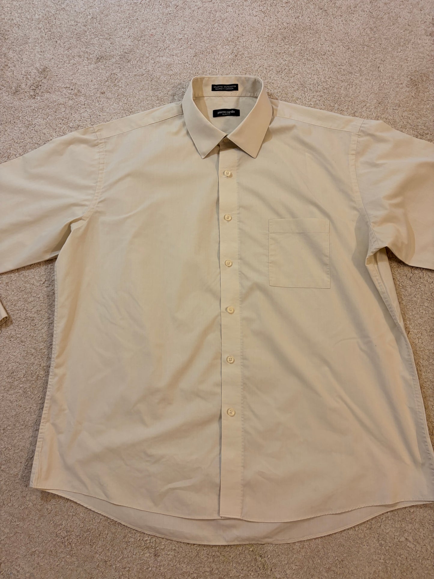 Chemise Pierre Cardin Slim Fit Crème/Ivoire Manches Longues – Homme – Taille XL
