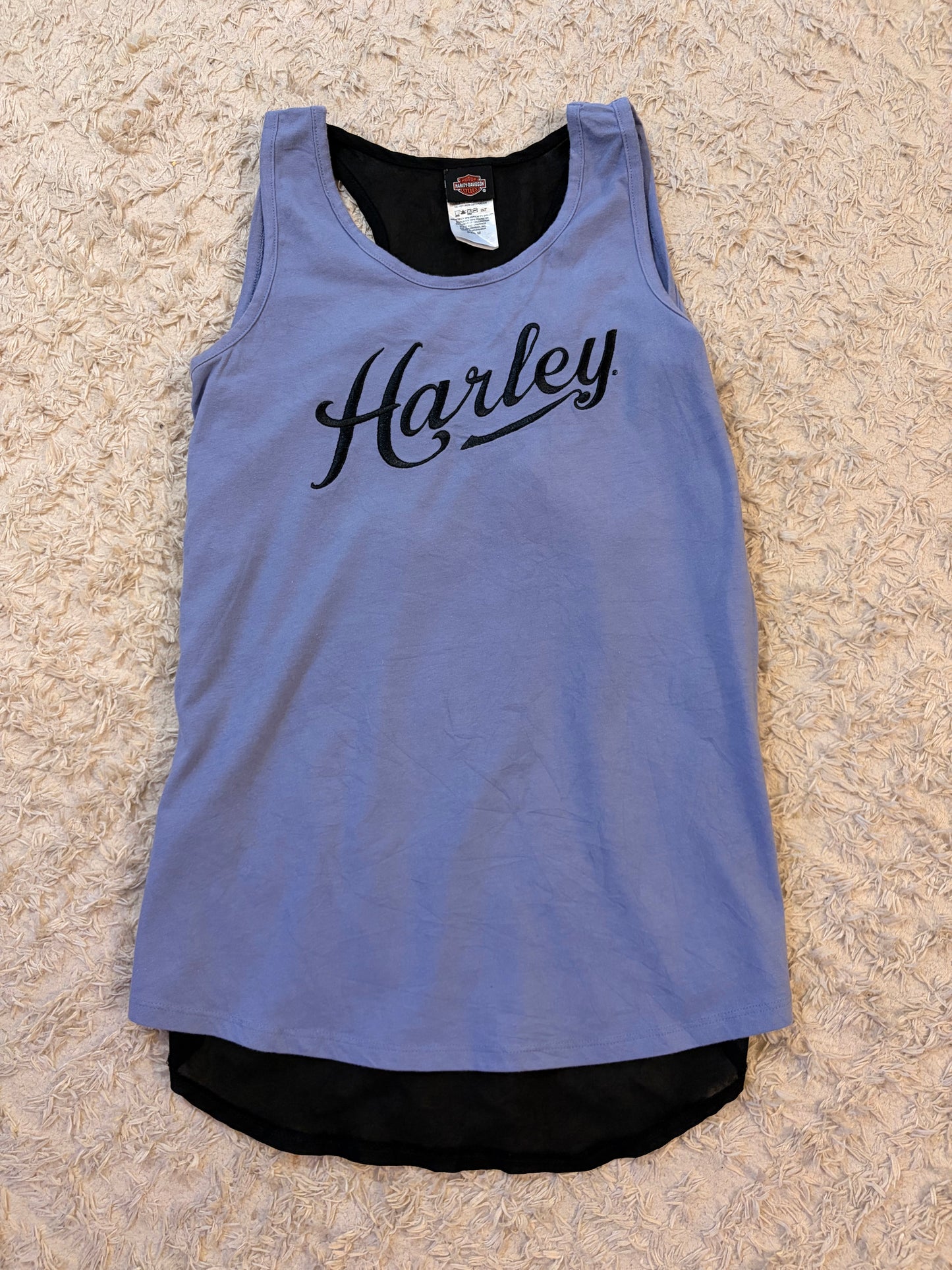 Débardeur Harley-Davidson El Paso Texas Bi-matière Lavande Brodé Voile Noir Transparent – Femme – Taille M