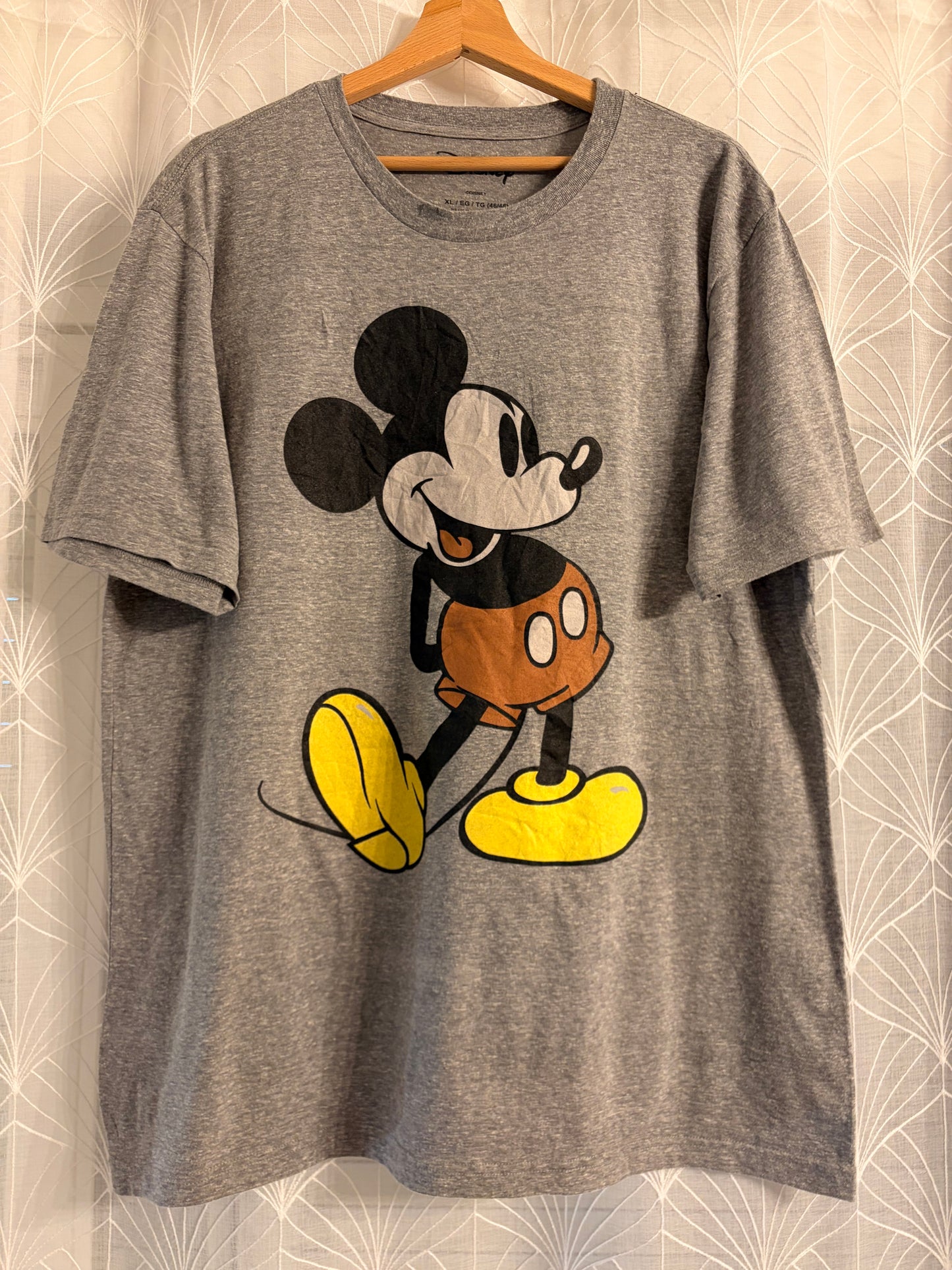 T-shirt Disney Mickey Mouse Classique Gris Chiné Imprimé Rétro – Mixte – Taille XL