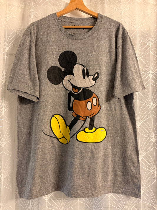 T-shirt Disney Mickey Mouse Classique Gris Chiné Imprimé Rétro – Mixte – Taille XL