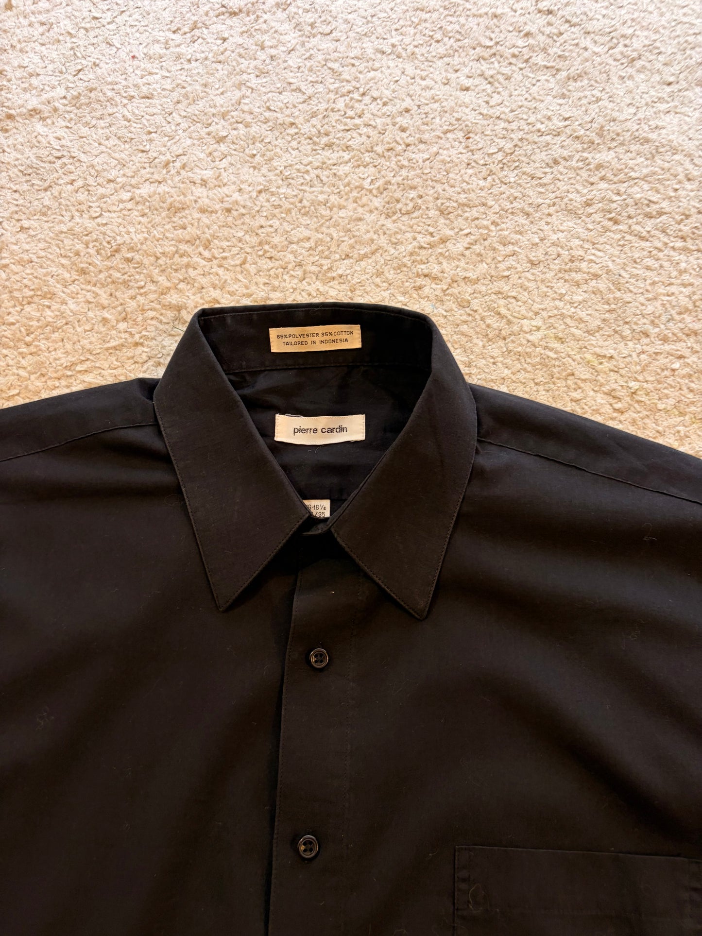 Chemise Pierre Cardin Manches Longues Noire – Taille L (16-16½)