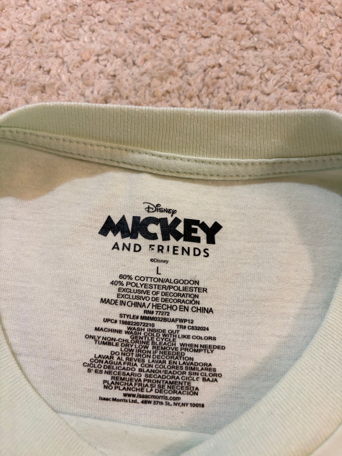 T-shirt Disney Mickey & Friends Vert Menthe – Taille L | Seconde Main