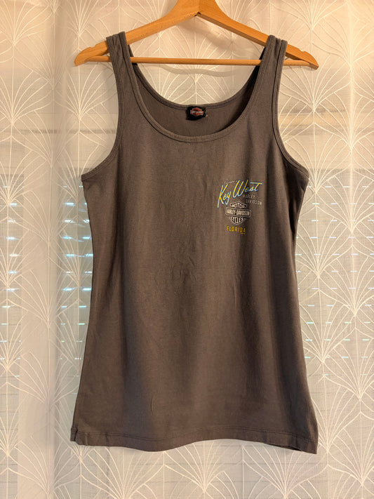 Débardeur Harley-Davidson Peterson's Key West Florida Gris Taupe Tortue Marine Multicolore Bleu Lagon/Jaune/Orange 57% Coton Stretch – Femme – Taille L/XL