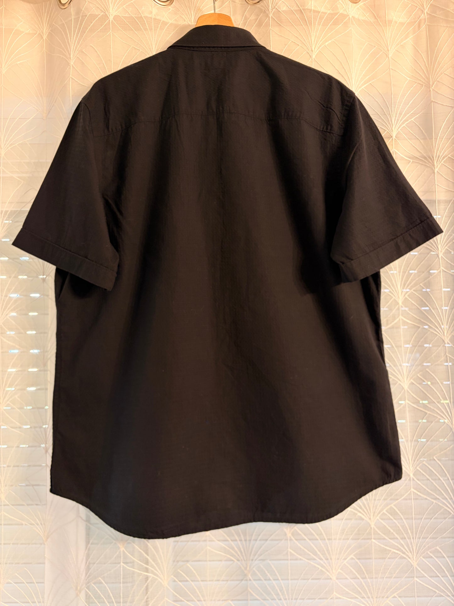 Chemise Perry Ellis Slim Fit Noire Manches Courtes Tissu Texturé Micro-Motifs – Homme – Taille XL