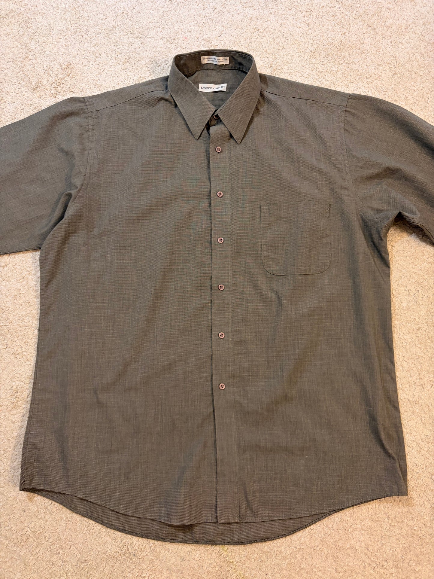Chemise Pierre Cardin Marron Taupe Chiné Manches Longues – Homme – Taille 16/16½ (XL)