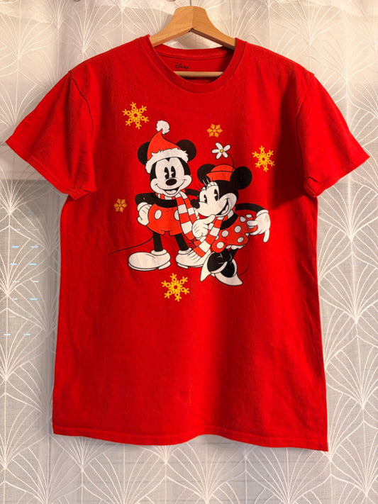 T-shirt Disney Noël Mickey & Minnie Rouge – Taille M (Homme) / L (Femme)
