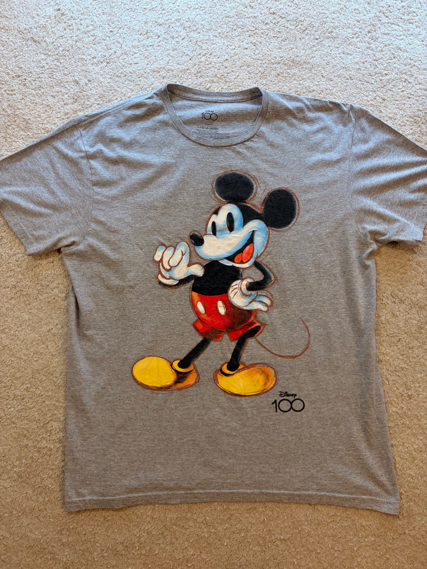 T-shirt Disney Mickey Mouse Édition Collector Disney 100 – Gris Chiné – Taille L