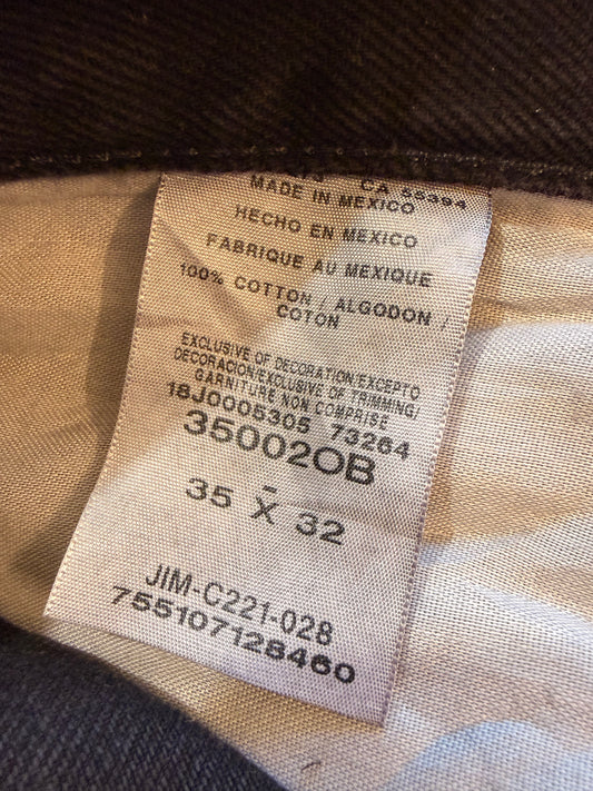 Jean Wrangler Regular Straight Noir Uni 100% Coton Made in Mexico Surpiqûres W W35/L32 – Homme
