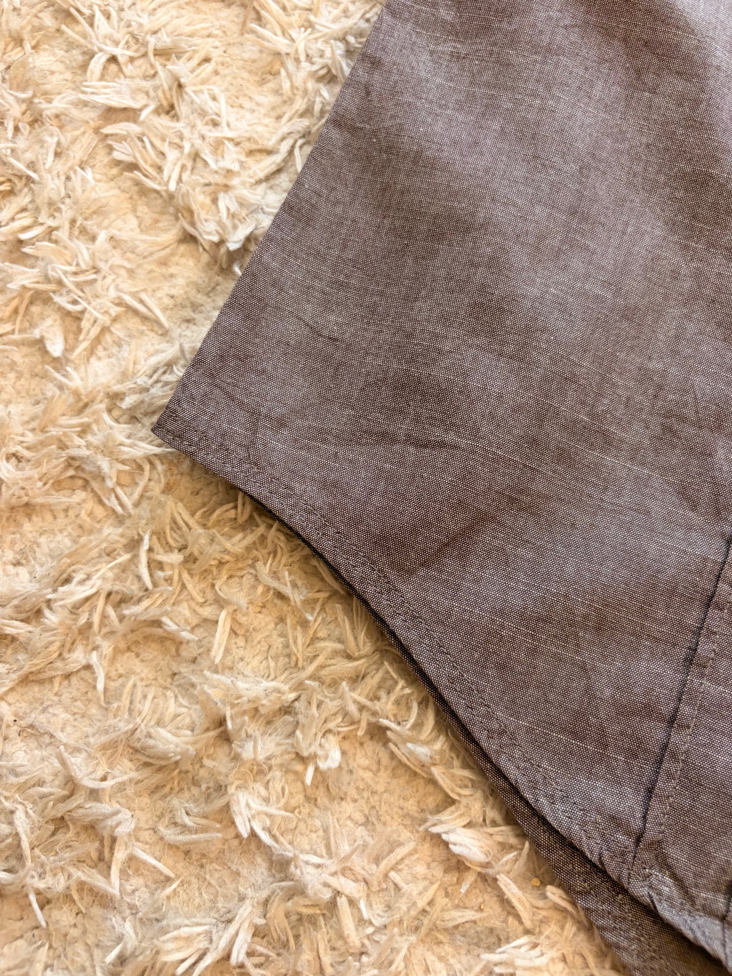 Chemise Manches Courtes Perry Ellis Marron/Taupe Chiné 100% Coton Double Poche – Homme – Taille M