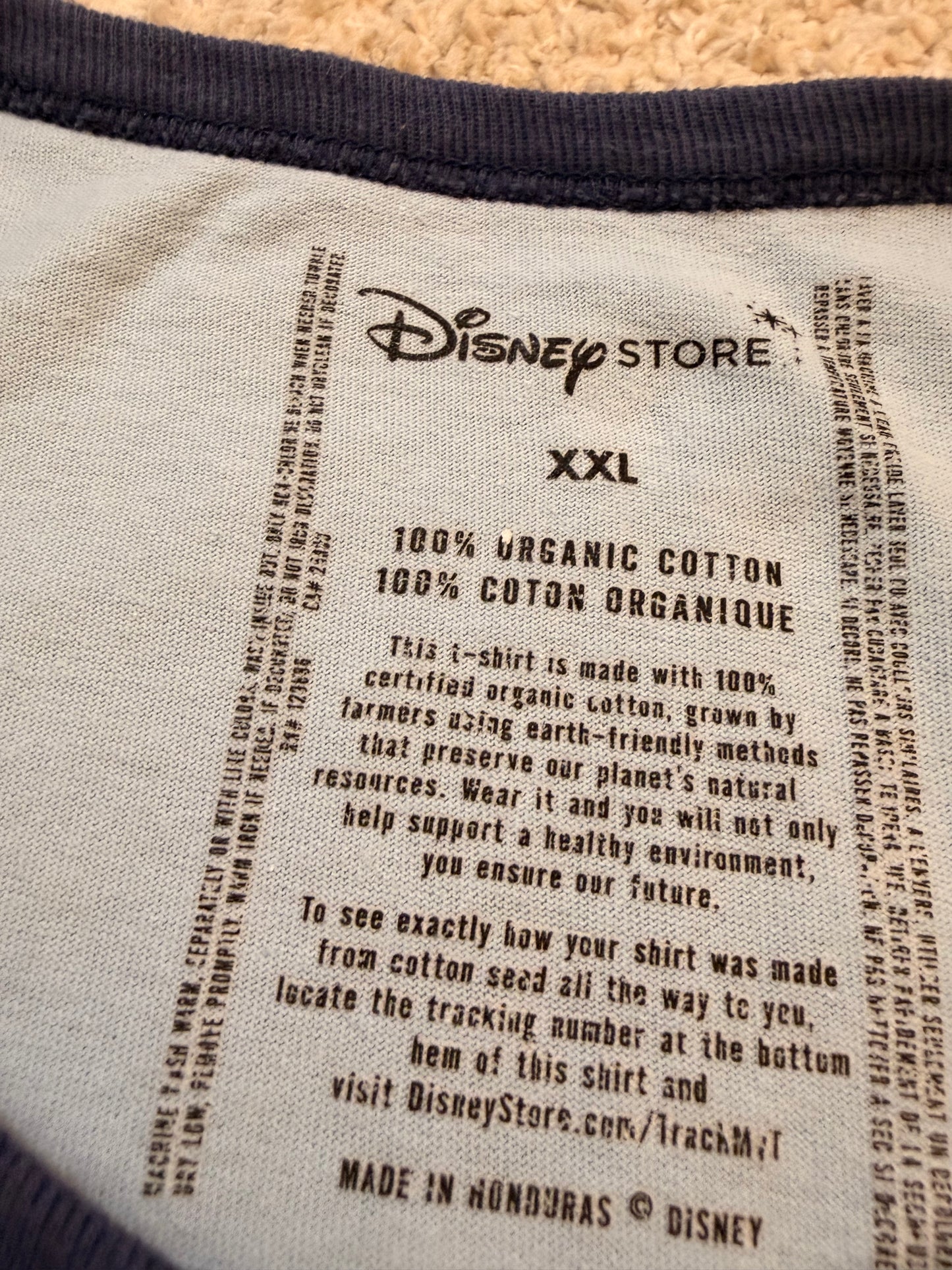 T-shirt Disney Ringer Bleu Ciel Mickey Mouse Croquis – Taille XXL | Seconde Main