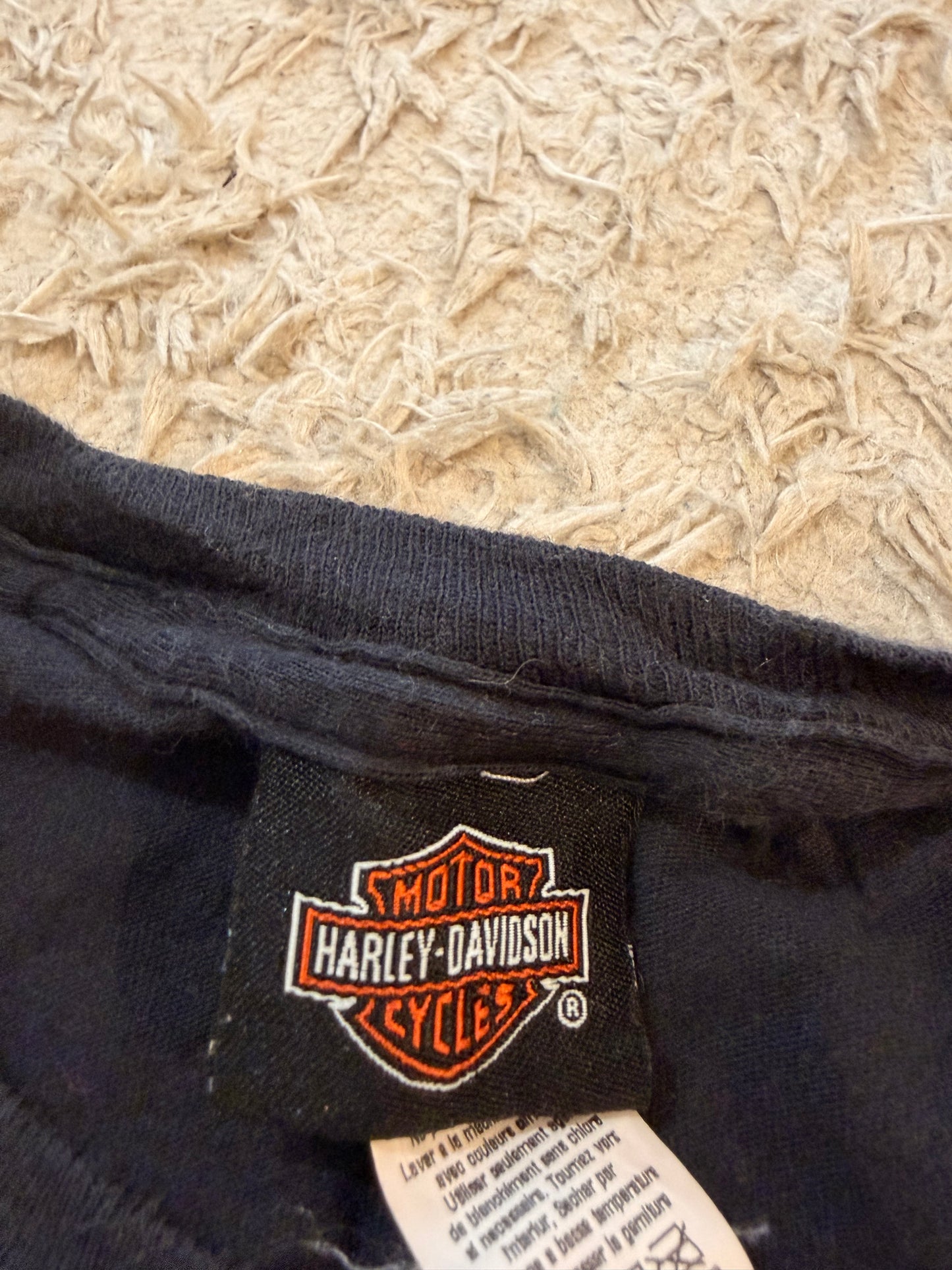 T-shirt Harley-Davidson Halloween Squelette Moto Citrouilles Noir Délavé 100% Coton Modesto California – Femme – Taille S