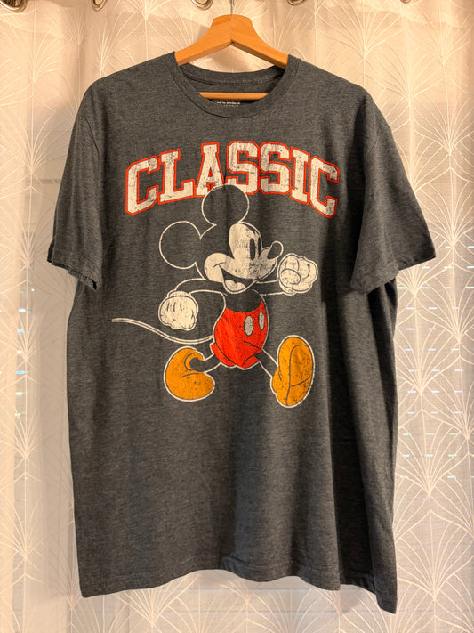 T-shirt Disney Mickey Mouse Classic Gris Anthracite Vintage – Taille L | Seconde Main