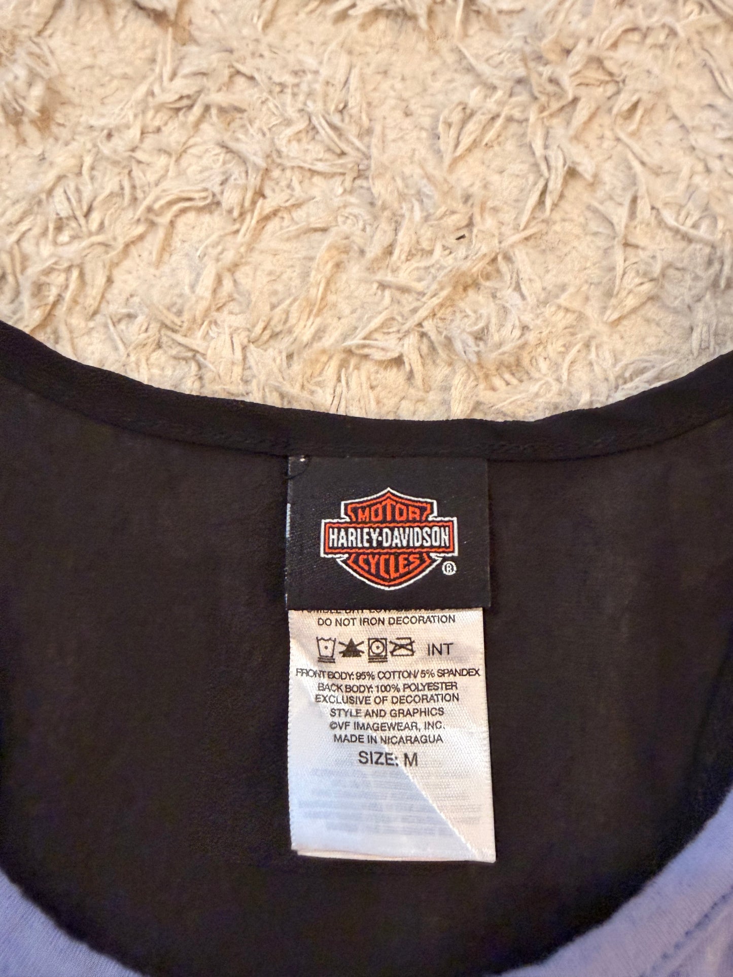 Débardeur Harley-Davidson El Paso Texas Bi-matière Lavande Brodé Voile Noir Transparent – Femme – Taille M