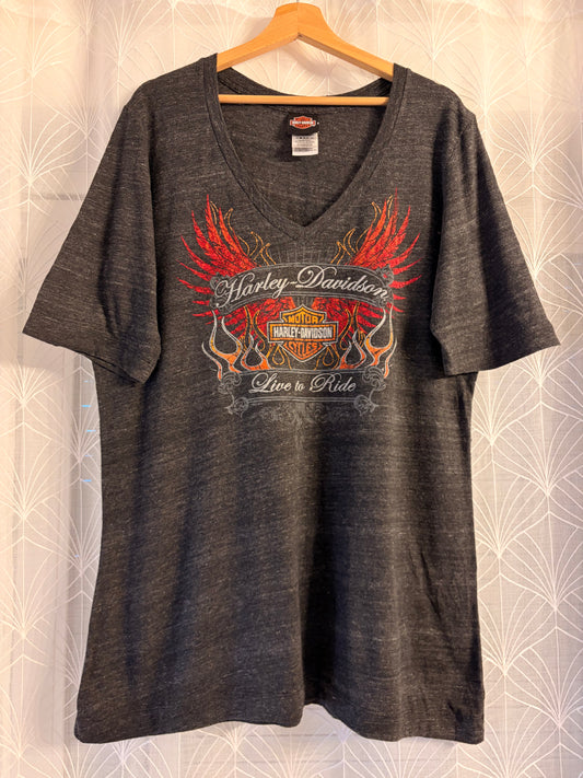 T-shirt Harley-Davidson Live to Ride Col V Gris Anthracite Tri-Blend – Femme – Taille 2XL/XXL