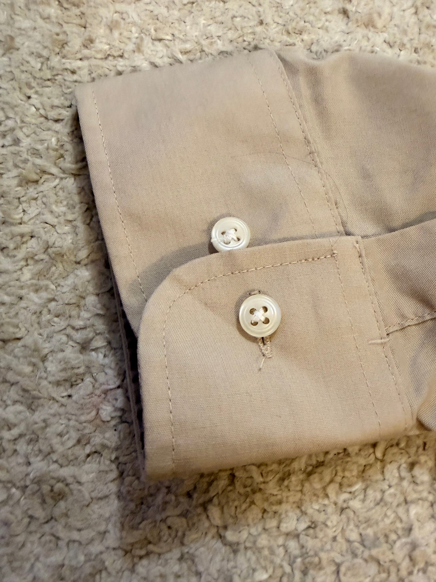 Chemise Pierre Cardin Beige Manches Longues Grande Taille – Homme – Taille 17½ (XXL/3XL)