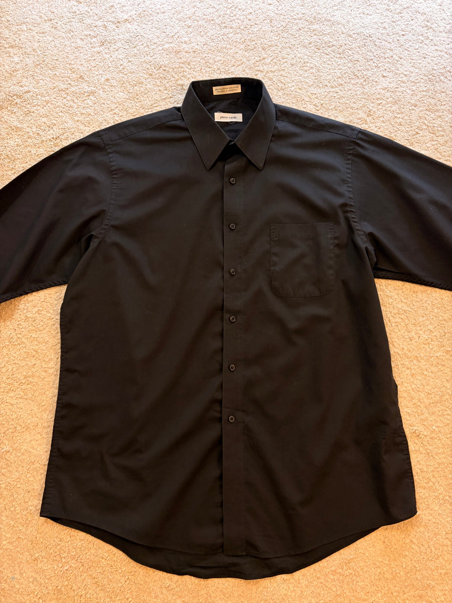 Chemise Pierre Cardin Manches Longues Noire – Taille L (16-16½)