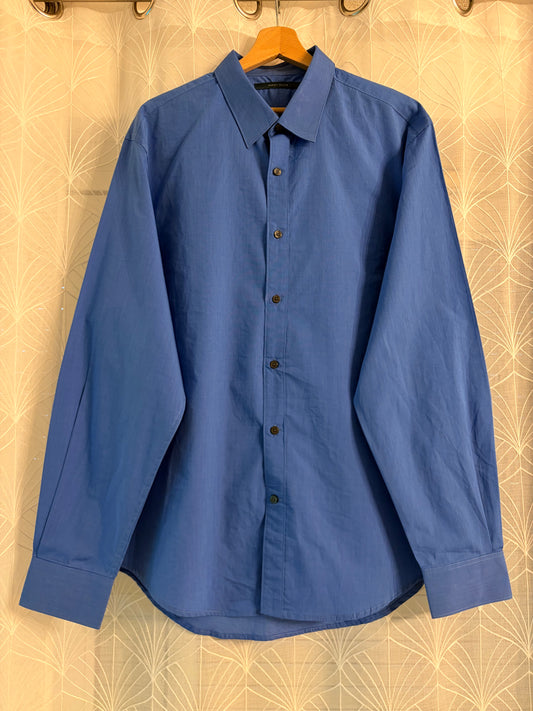 Chemise Perry Ellis Bleu Azur/Royal Manches Longues 100% Coton – Homme – Taille XL