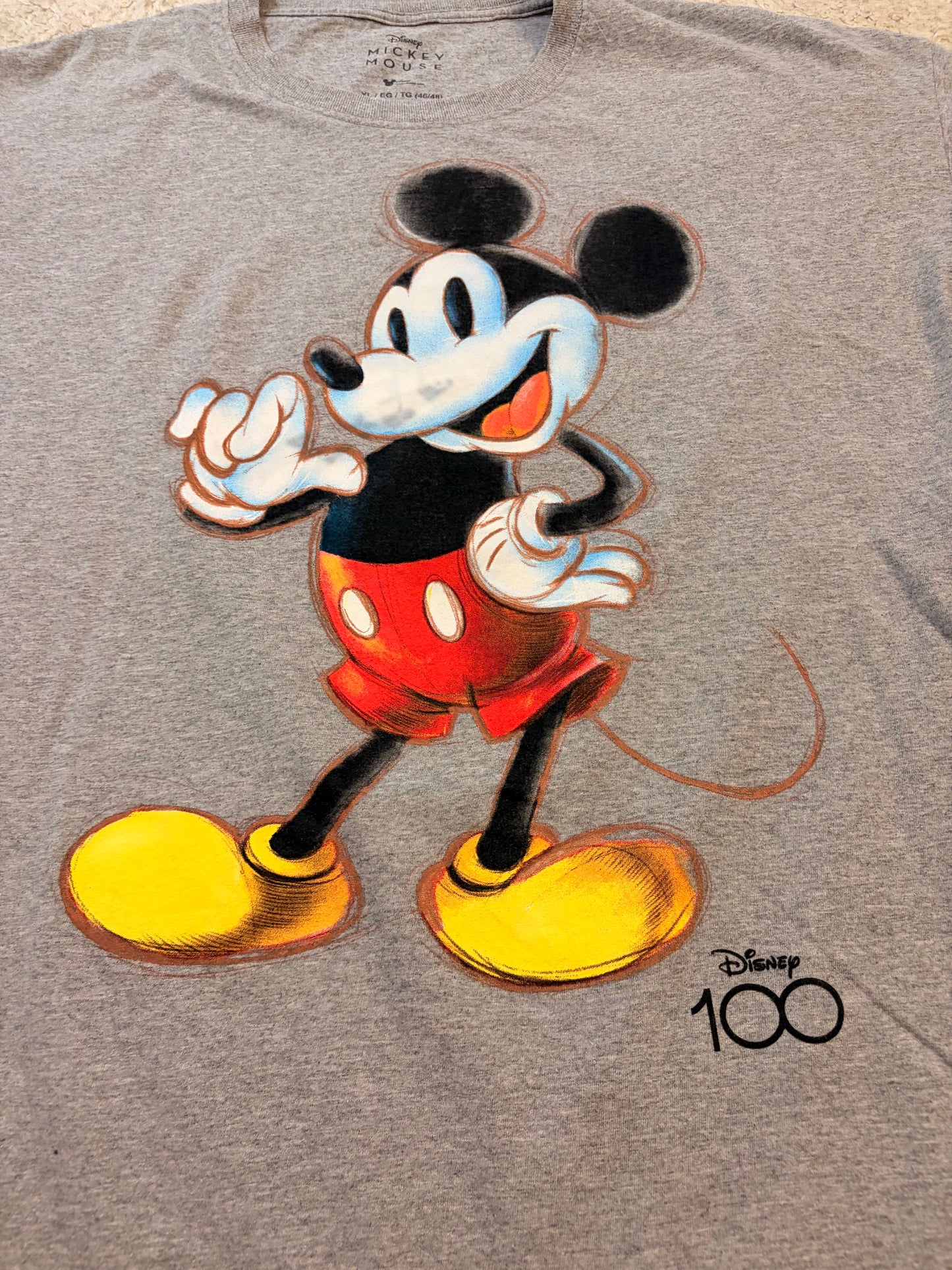 T-shirt Disney Mickey Mouse Édition Spéciale Disney 100 Gris – Taille XL
