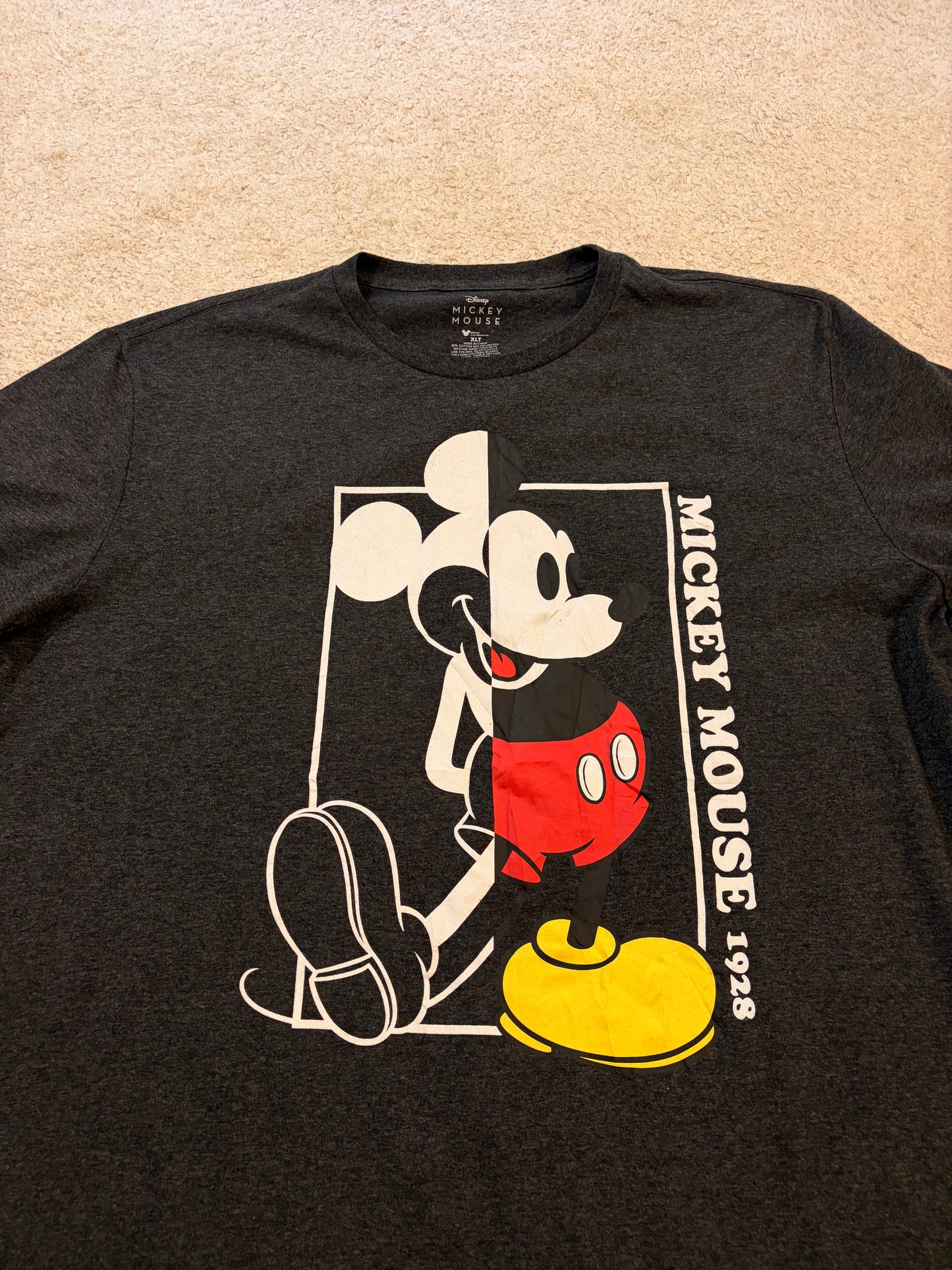 T-shirt Disney Mickey Mouse 1928 Gris Anthracite – Taille XLT / XL Tall | Seconde Main