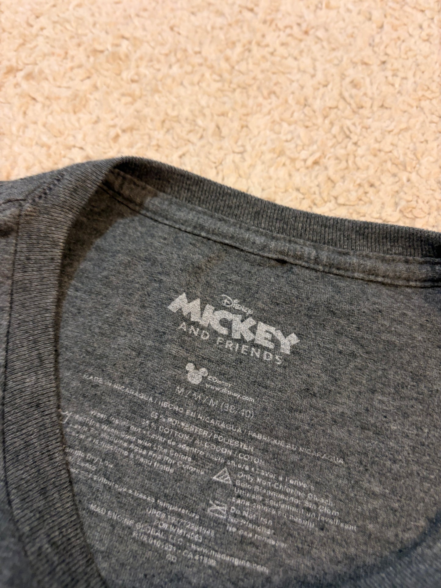 T-shirt Disney Mickey Mouse « Classic » Gris Anthracite Vintage – Taille M