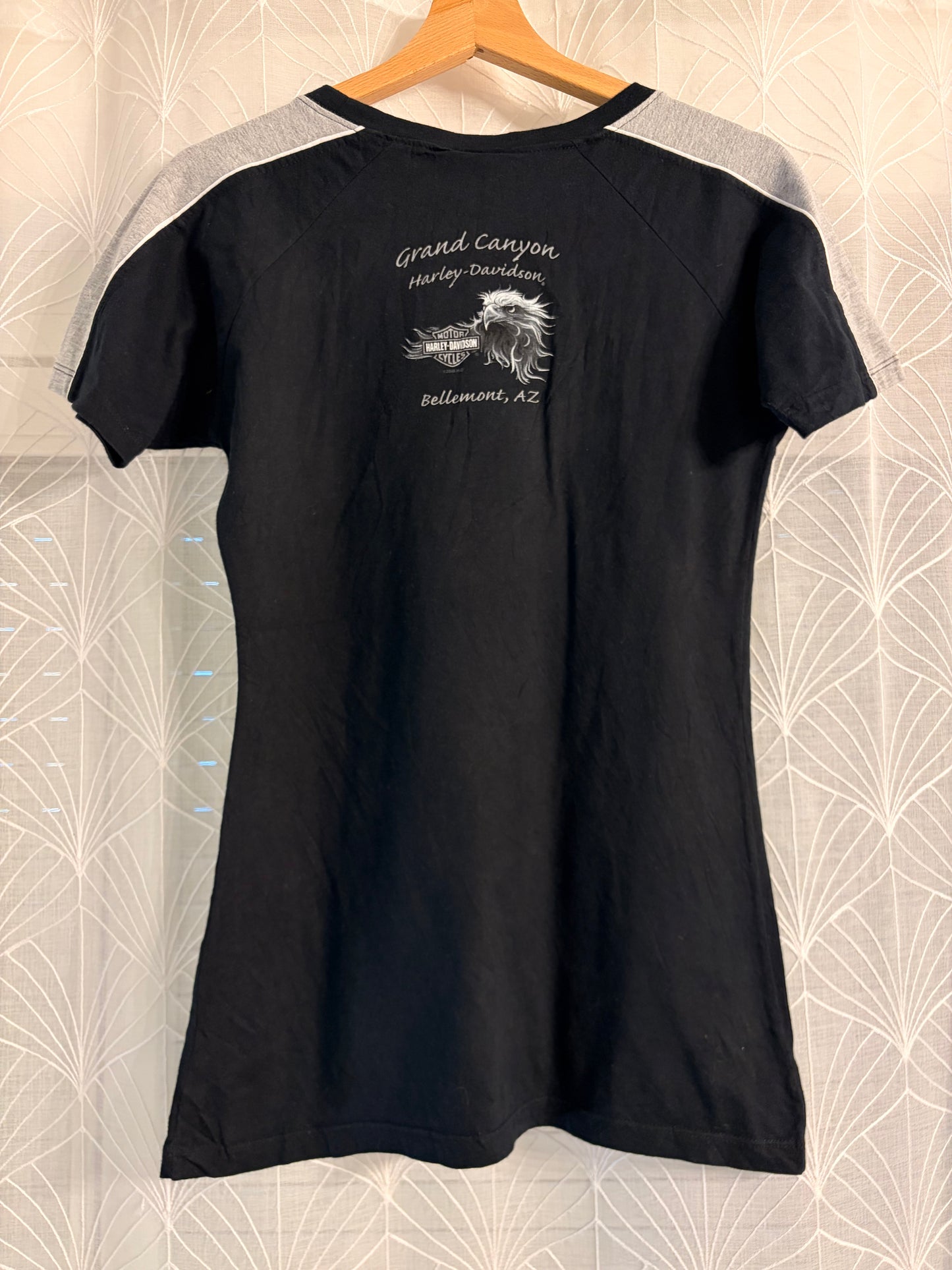 T-shirt Harley-Davidson Style Raglan Noir/Gris Logo Bar & Shield – Femme – Taille L