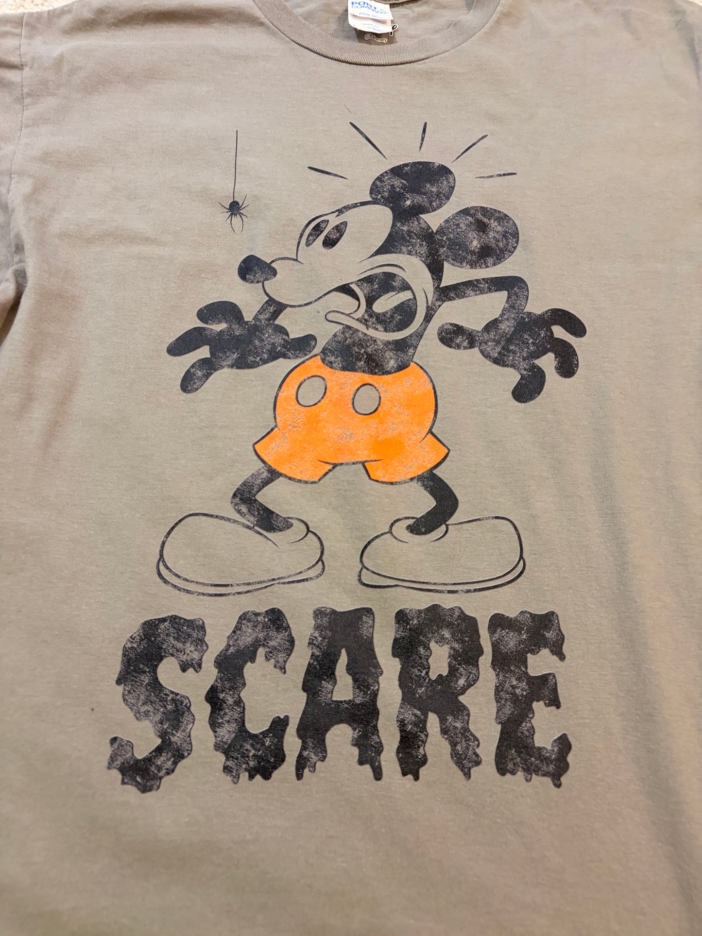 T-shirt Disney Mickey Mouse Halloween Scare Marron Taupe 100% Coton – Taille L | Seconde Main