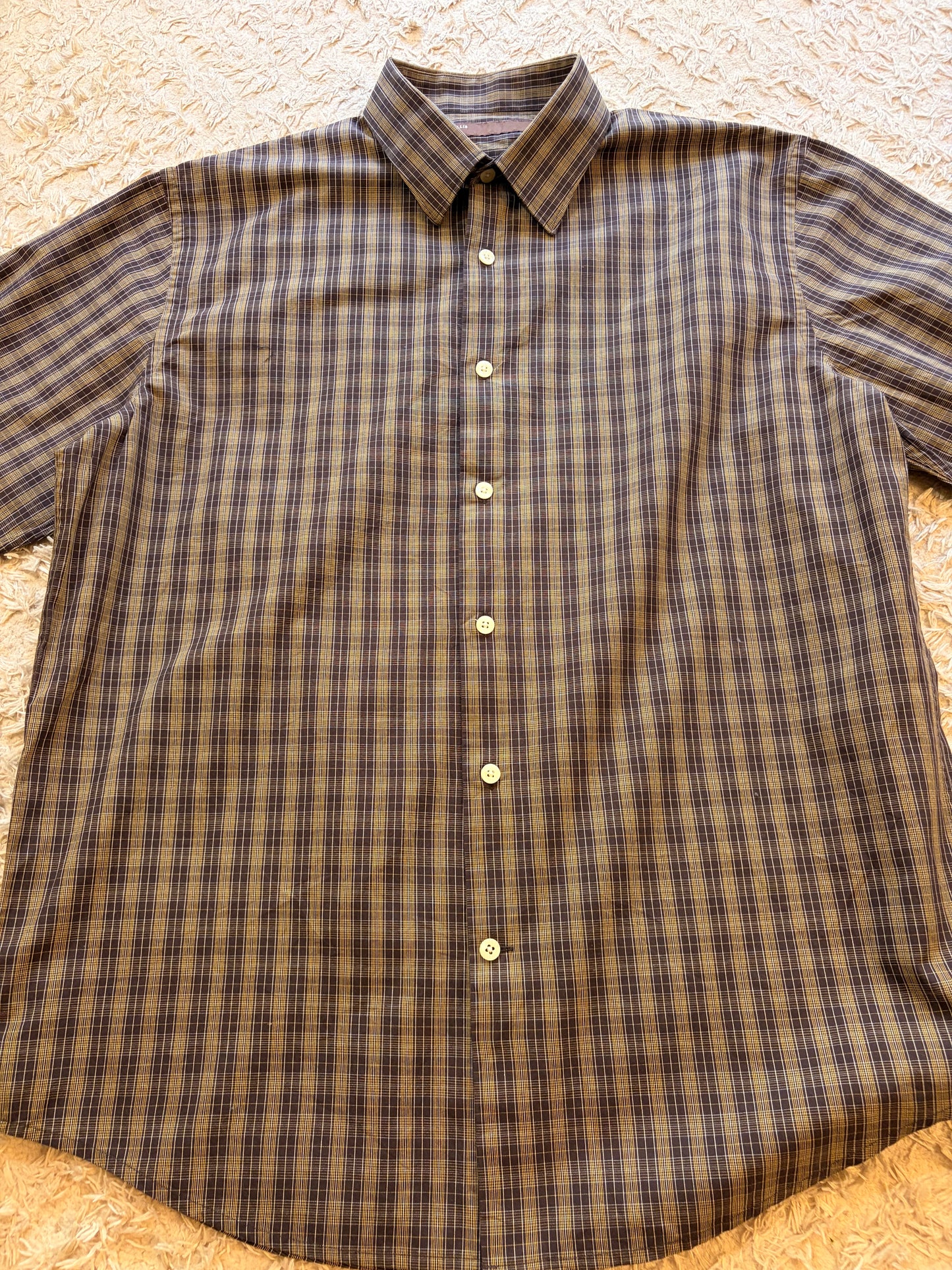 Chemise Perry Ellis 100% Coton à Carreaux Manches Longues – Homme – Taille XL