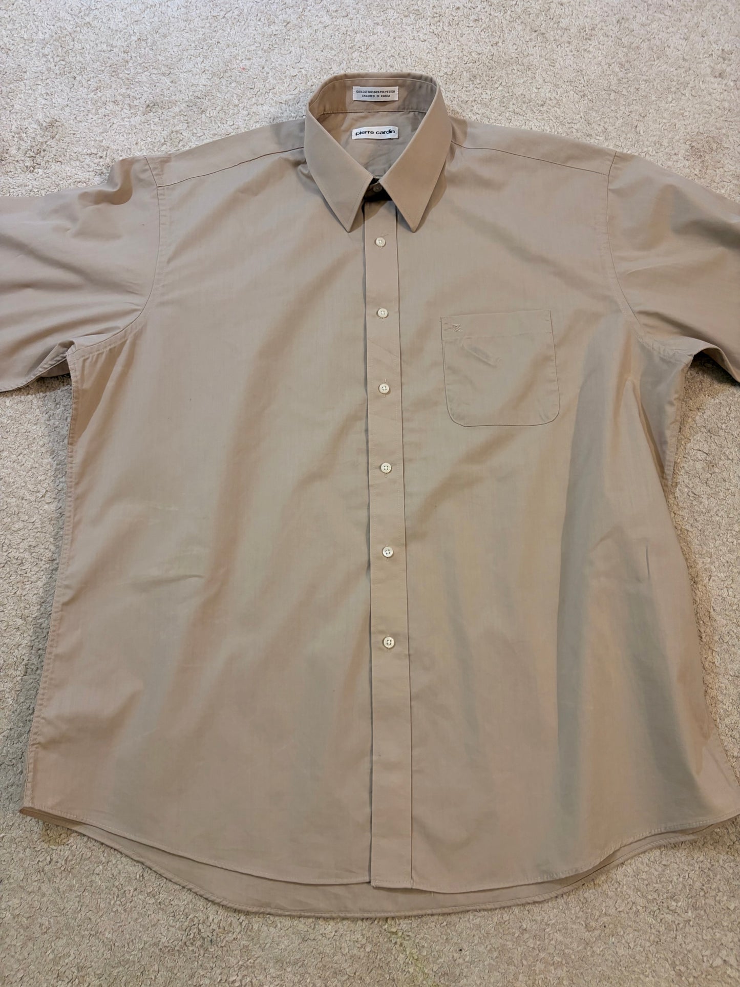 Chemise Pierre Cardin Beige Manches Longues Grande Taille – Homme – Taille 17½ (XXL/3XL)