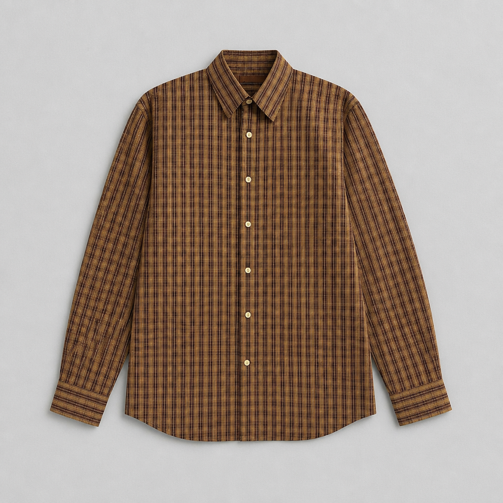 Chemise Perry Ellis 100% coton à carreaux manches longues – Homme – Taille XL | Mode Seconde