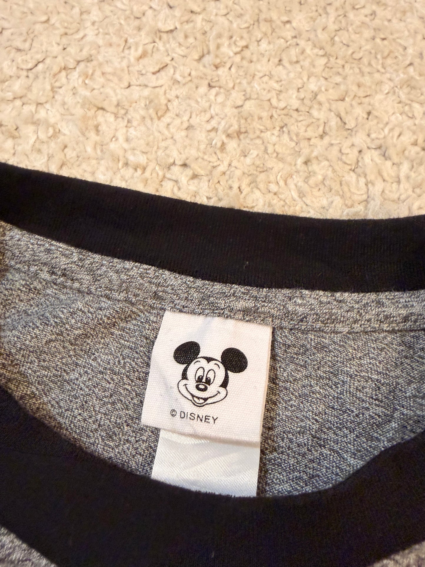 T-shirt Walt Disney World Mickey Mouse Vintage Ringer Gris/Noir – Mixte – Taille L