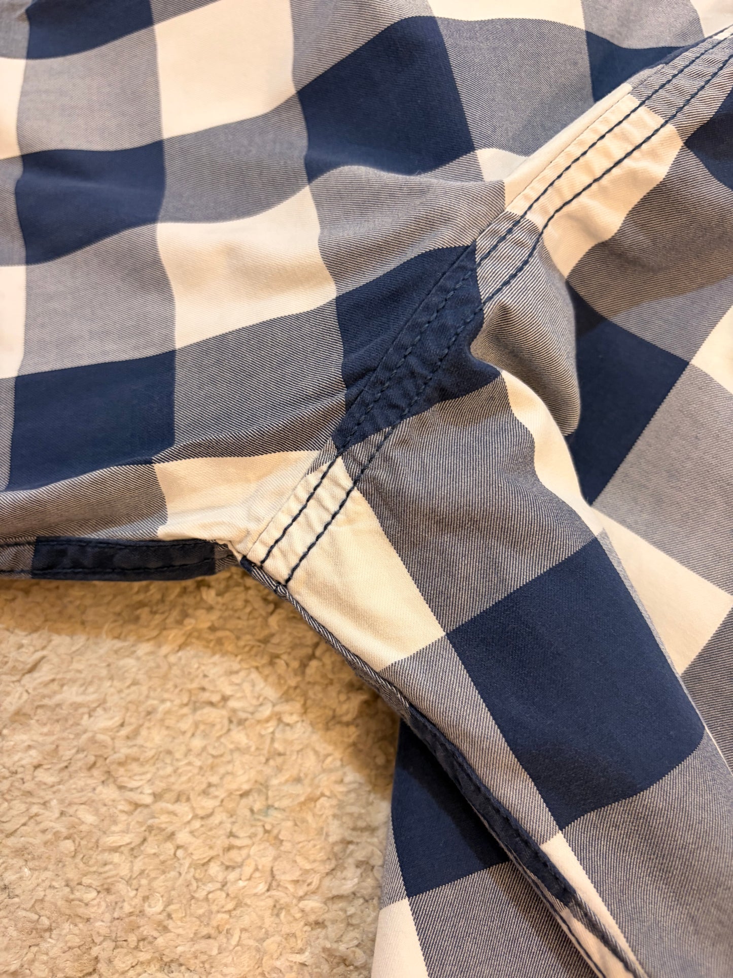 Chemise Abercrombie & Fitch Carreaux Bleu Marine/Blanc Muscle Fit Button-Down – Homme – Taille M