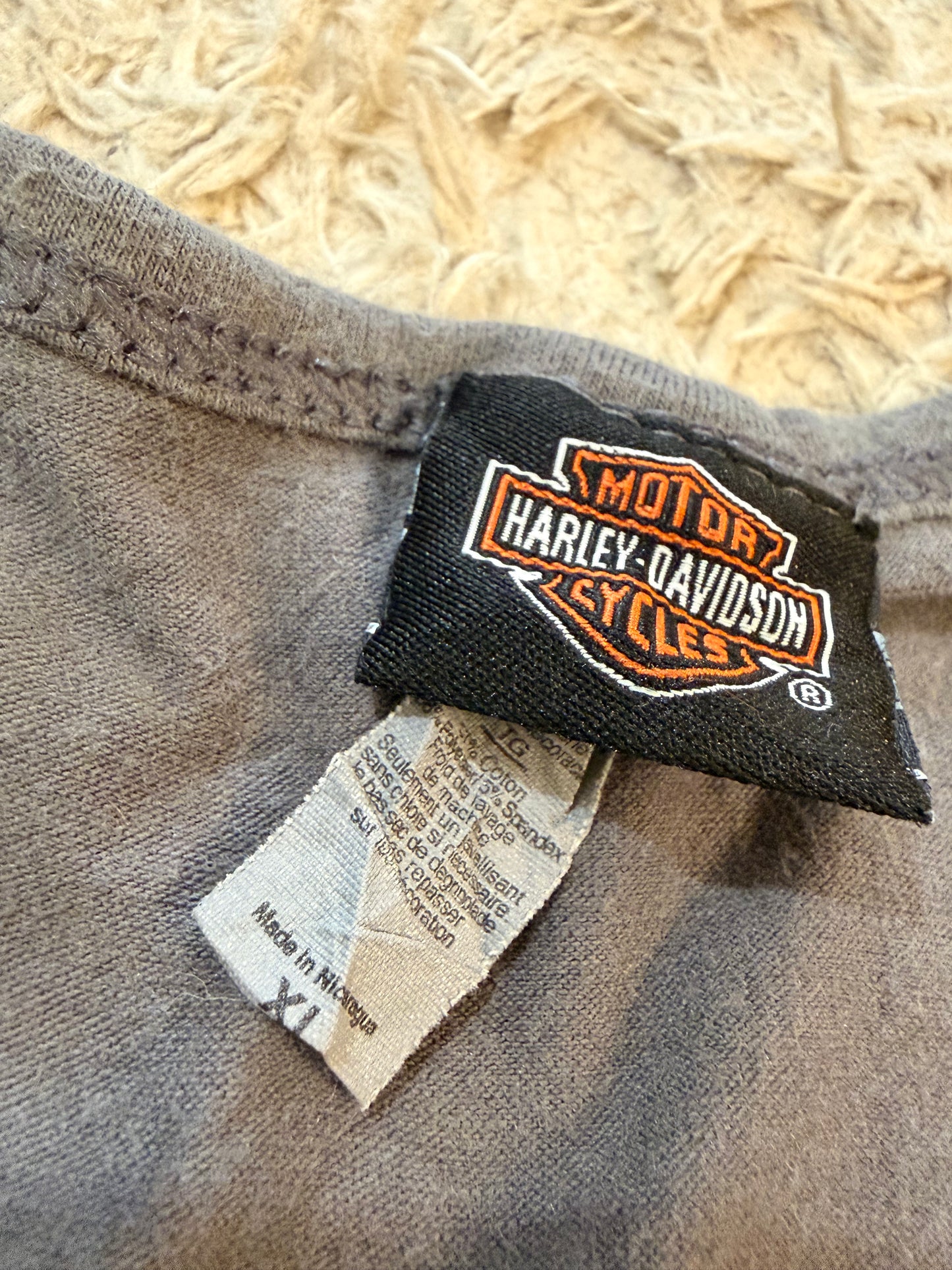 Débardeur Harley-Davidson Peterson's Key West Florida Gris Taupe Tortue Marine Multicolore Bleu Lagon/Jaune/Orange 57% Coton Stretch – Femme – Taille L/XL