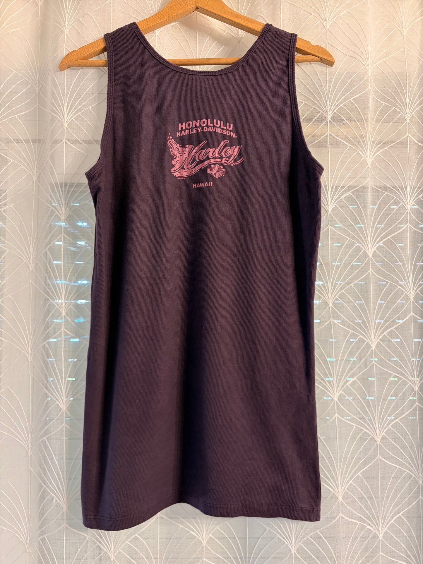 Débardeur Harley-Davidson Honolulu Hawaii Maille Côtelée Violet Prune Ride to Live Ailes Phénix Multicolores 95% Coton Made in USA – Femme – Taille XL