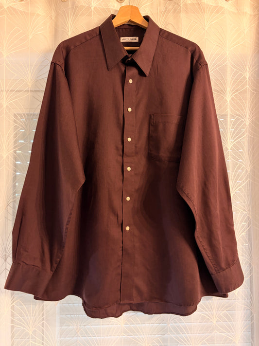 Chemise Pierre Cardin Manches Longues Satinée Chocolat / Bordeaux – Taille XL