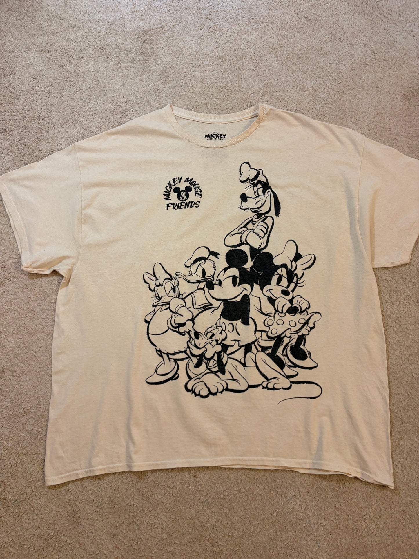 T-shirt Disney Mickey & Friends Vintage Crème 100% Coton – Taille 3XL | Seconde Main