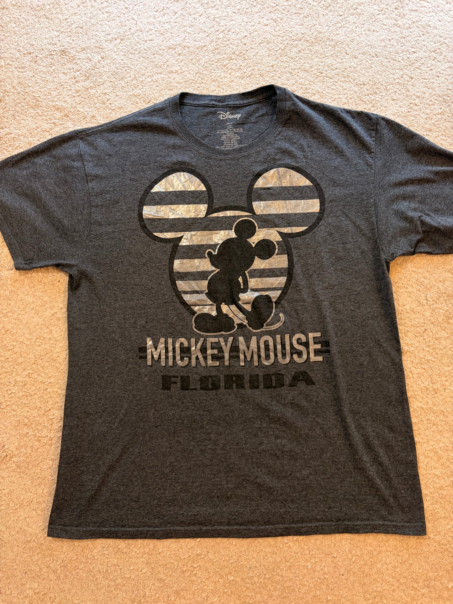 T-shirt Disney Mickey Mouse Florida Silhouette Gris Anthracite – Taille L