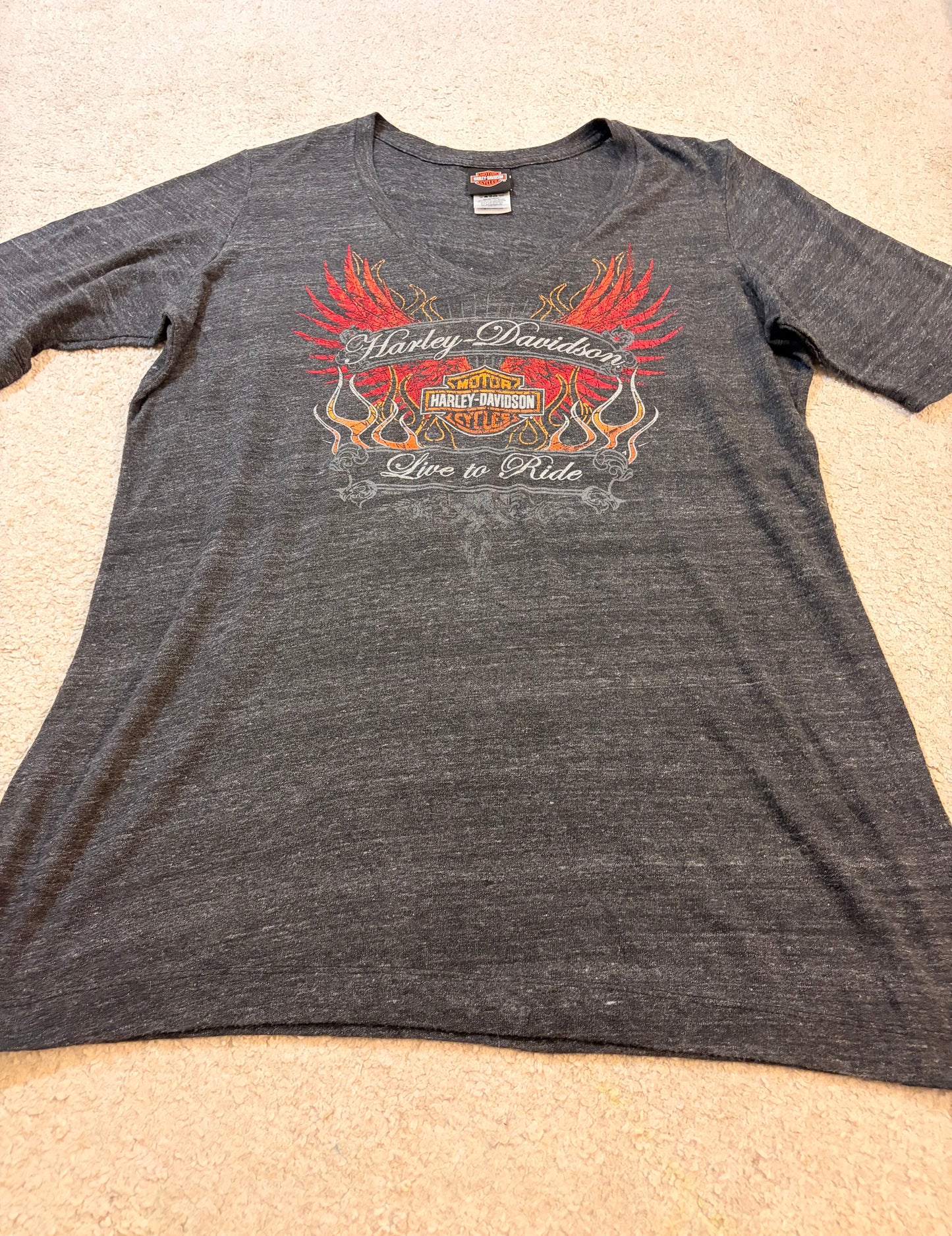 T-shirt Harley-Davidson Live to Ride Col V Gris Anthracite Tri-Blend – Femme – Taille 2XL/XXL