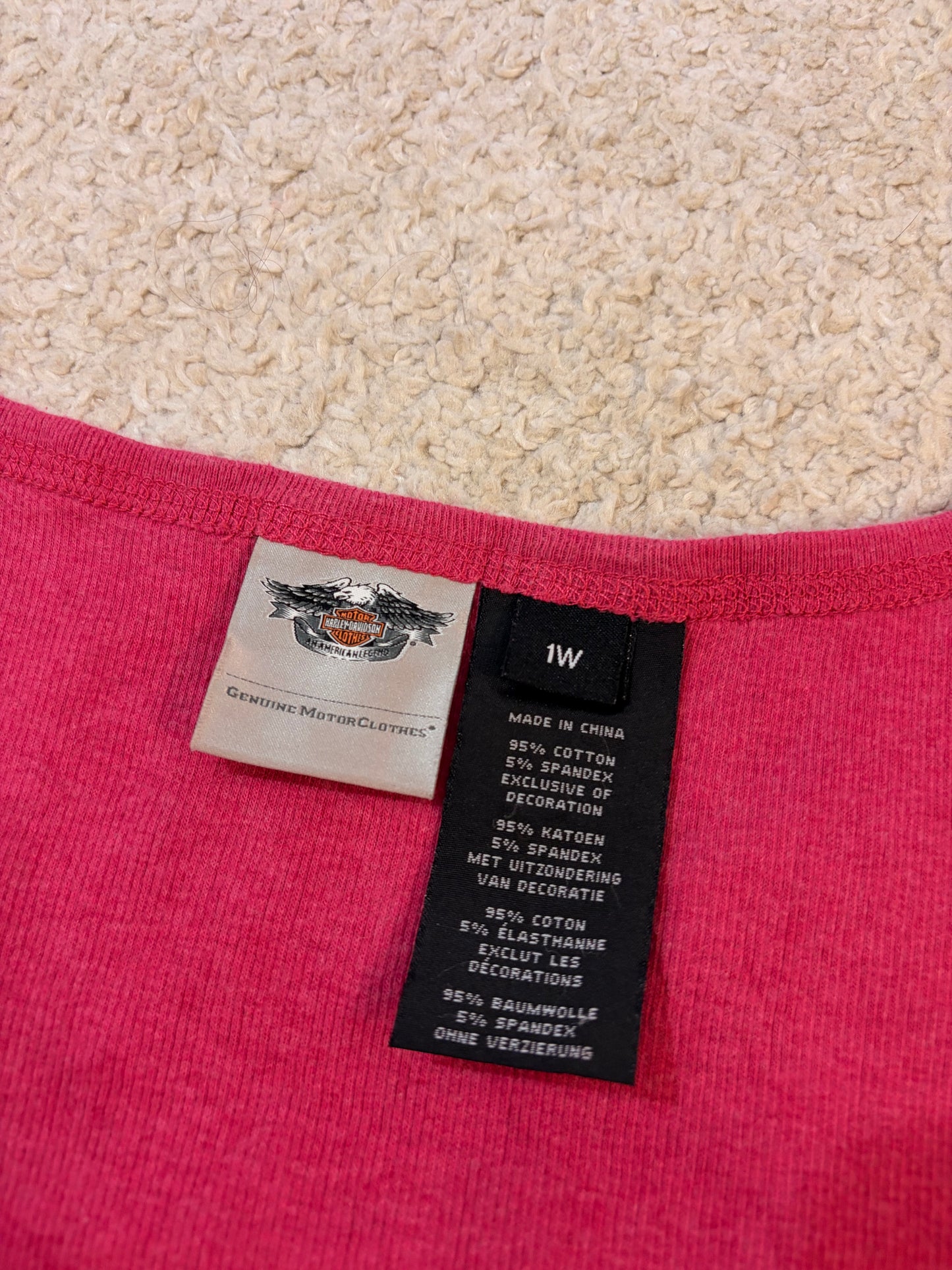 Débardeur Harley-Davidson 1903 Fuchsia Maille Côtelée Strass Brodé – Femme – Taille XL (1W)