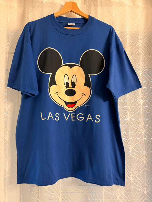 T-shirt Disney Mickey Las Vegas Bleu – Taille XL | Seconde Main