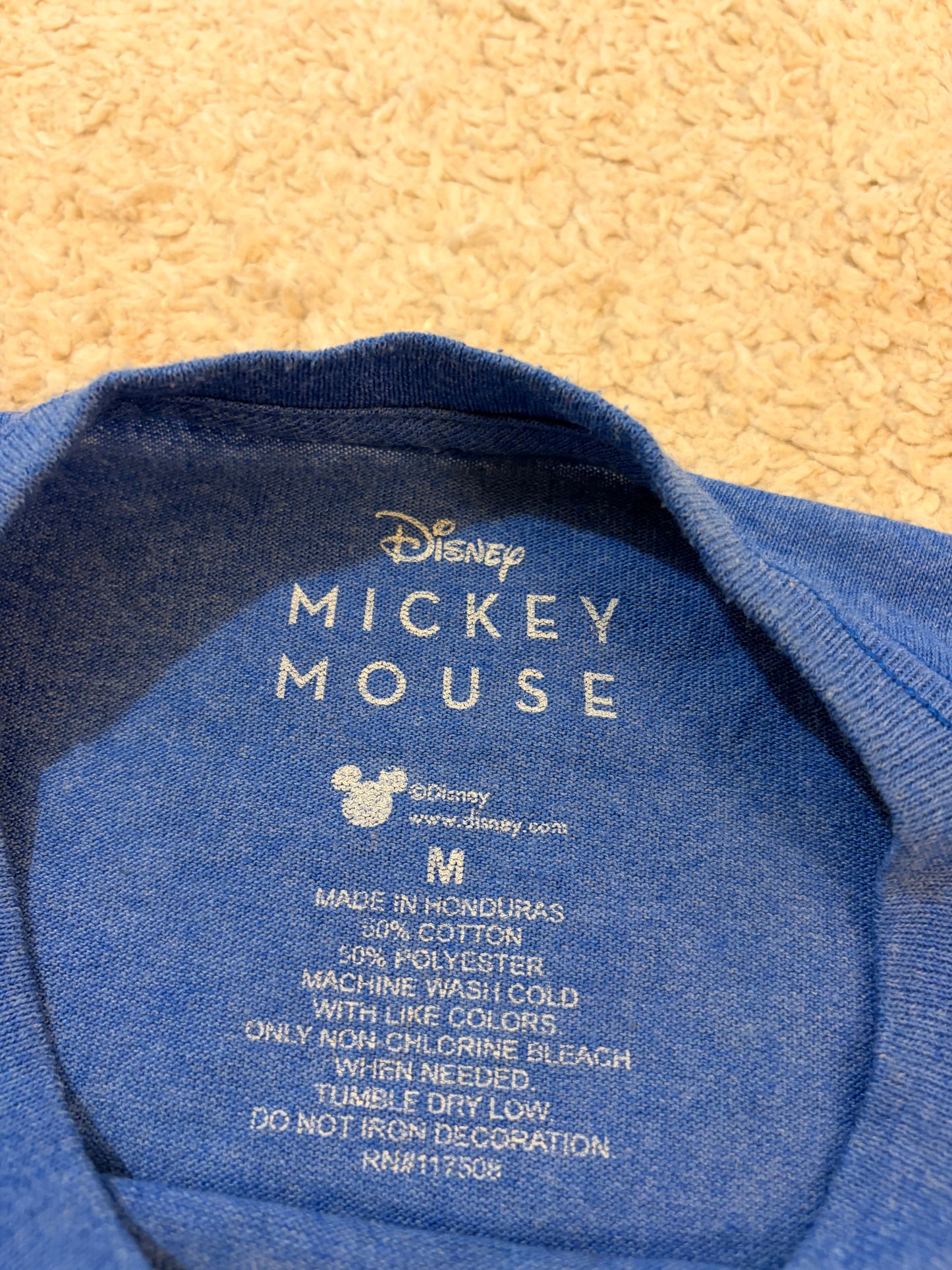 T-shirt Disney Mickey Mouse Vacances Été Bleu Chiné – Taille M | Seconde Main