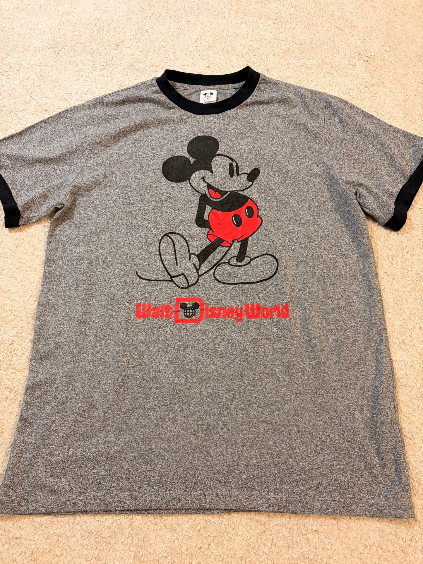 T-shirt Walt Disney World Mickey Mouse Vintage Ringer Gris/Noir – Mixte – Taille L