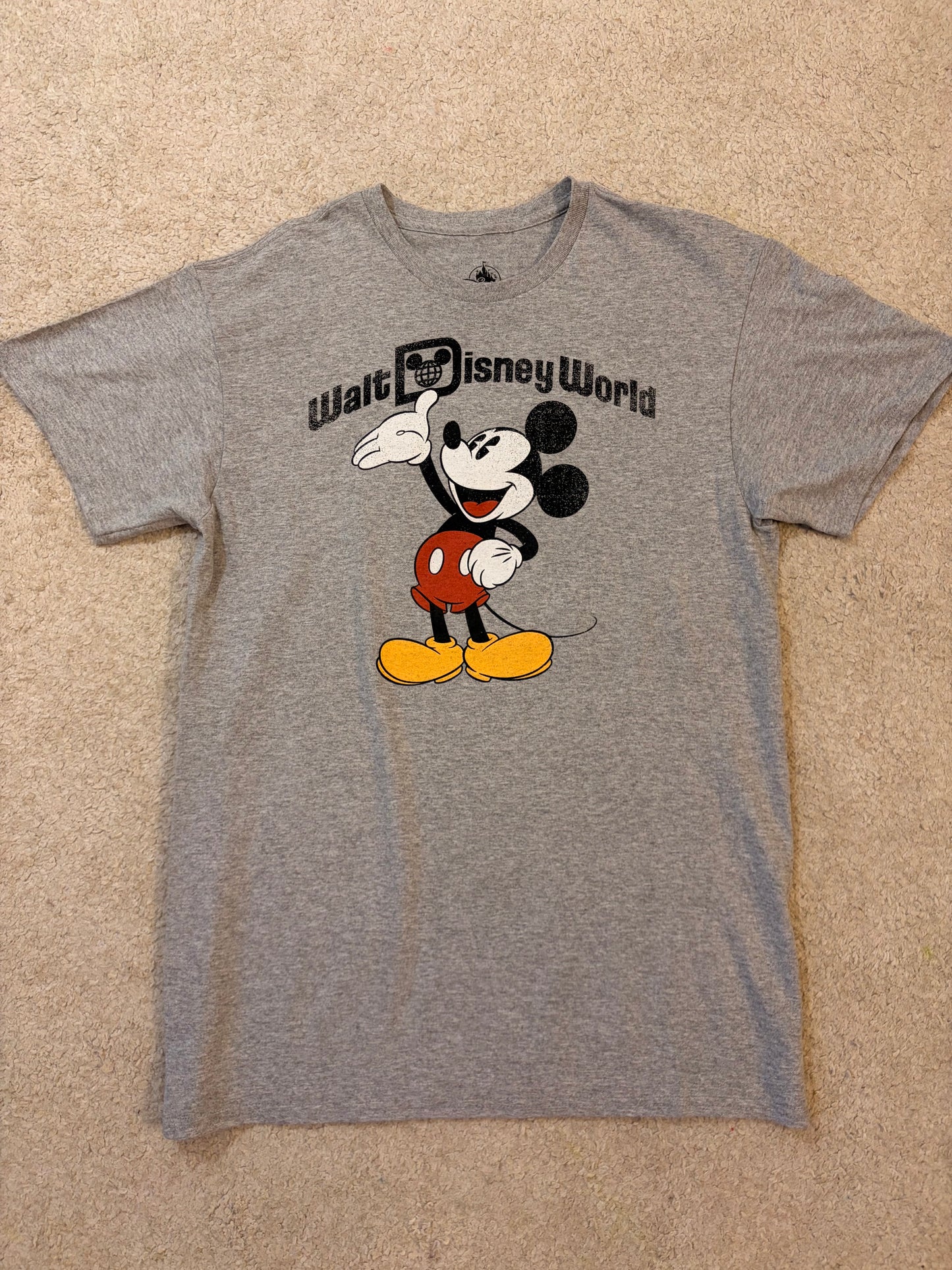 T-shirt Walt Disney World Mickey Mouse Rétro Gris Chiné – Mixte – Taille L