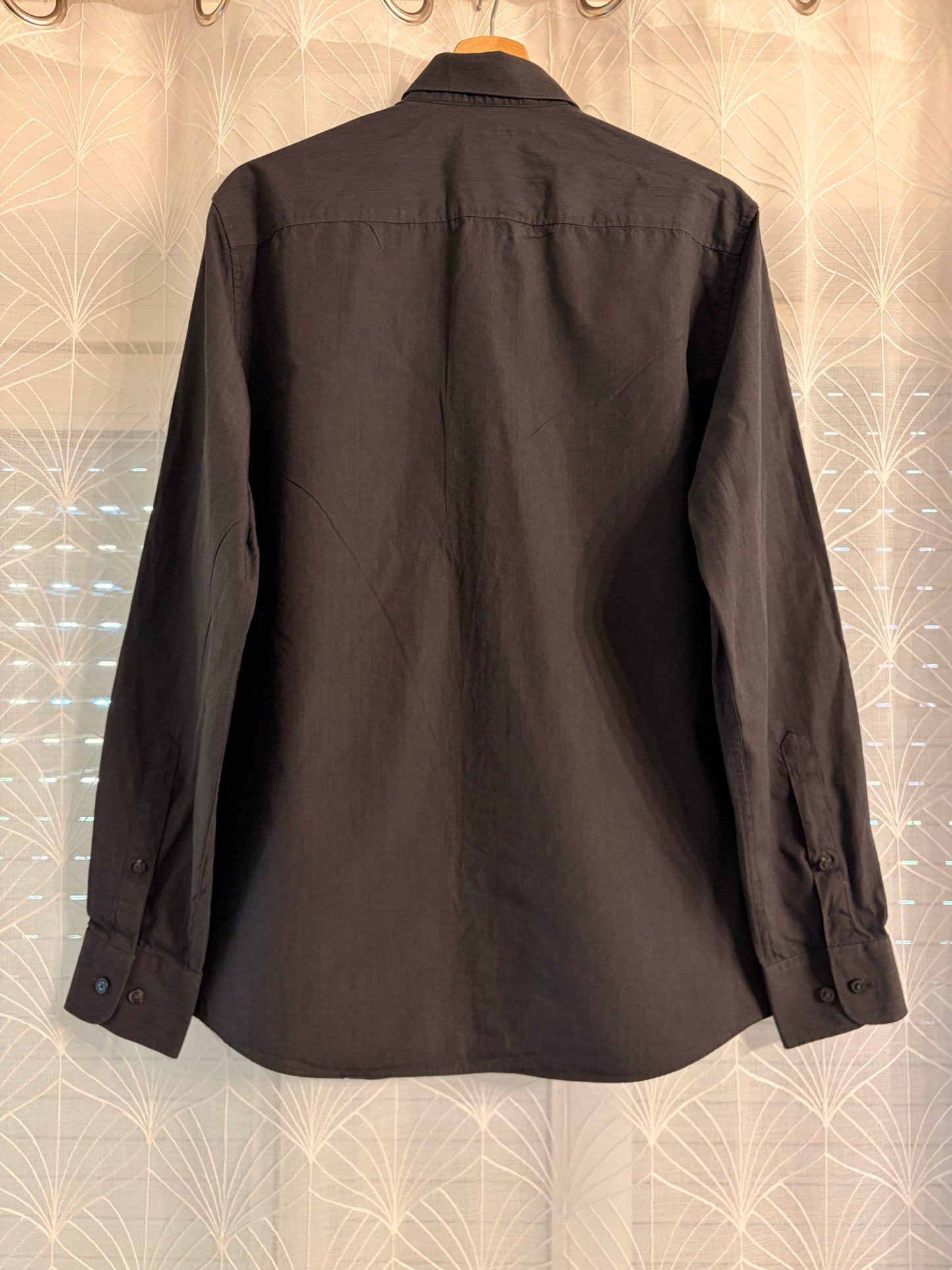 Chemise Perry Ellis Slim Fit Noire 100% Coton Manches Longues – Homme – Taille M