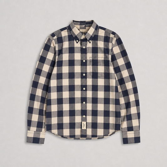 Chemise Abercrombie Fitch carreaux bleu marine blanc muscle fit button-down 100% coton homme taille M – Mode Seconde