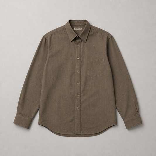 Chemise Pierre Cardin marron taupe chiné manches longues col rigide homme taille XL – Mode Seconde