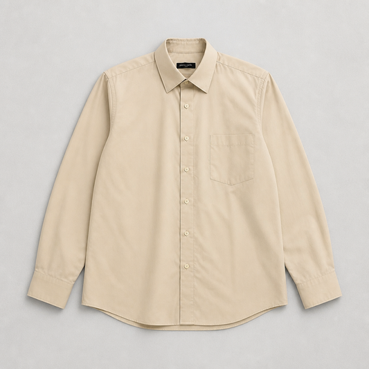 Chemise Pierre Cardin slim fit crème ivoire manches longues col rigide homme taille XL – Mode Seconde